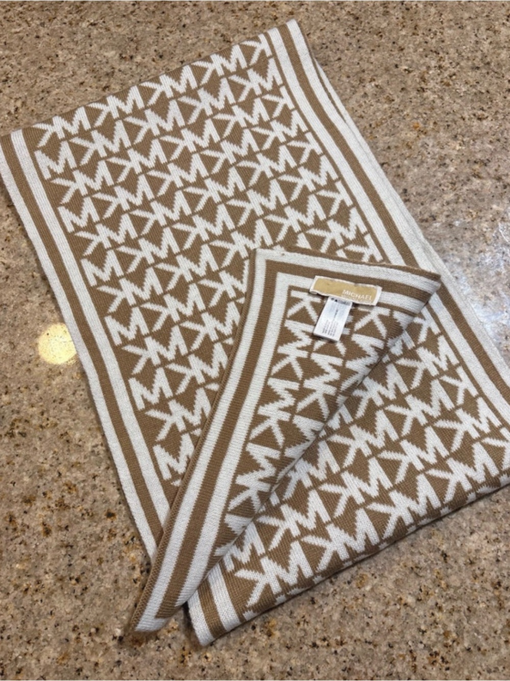 Michael Kors Cream & Tan MK Jacquard Scarf